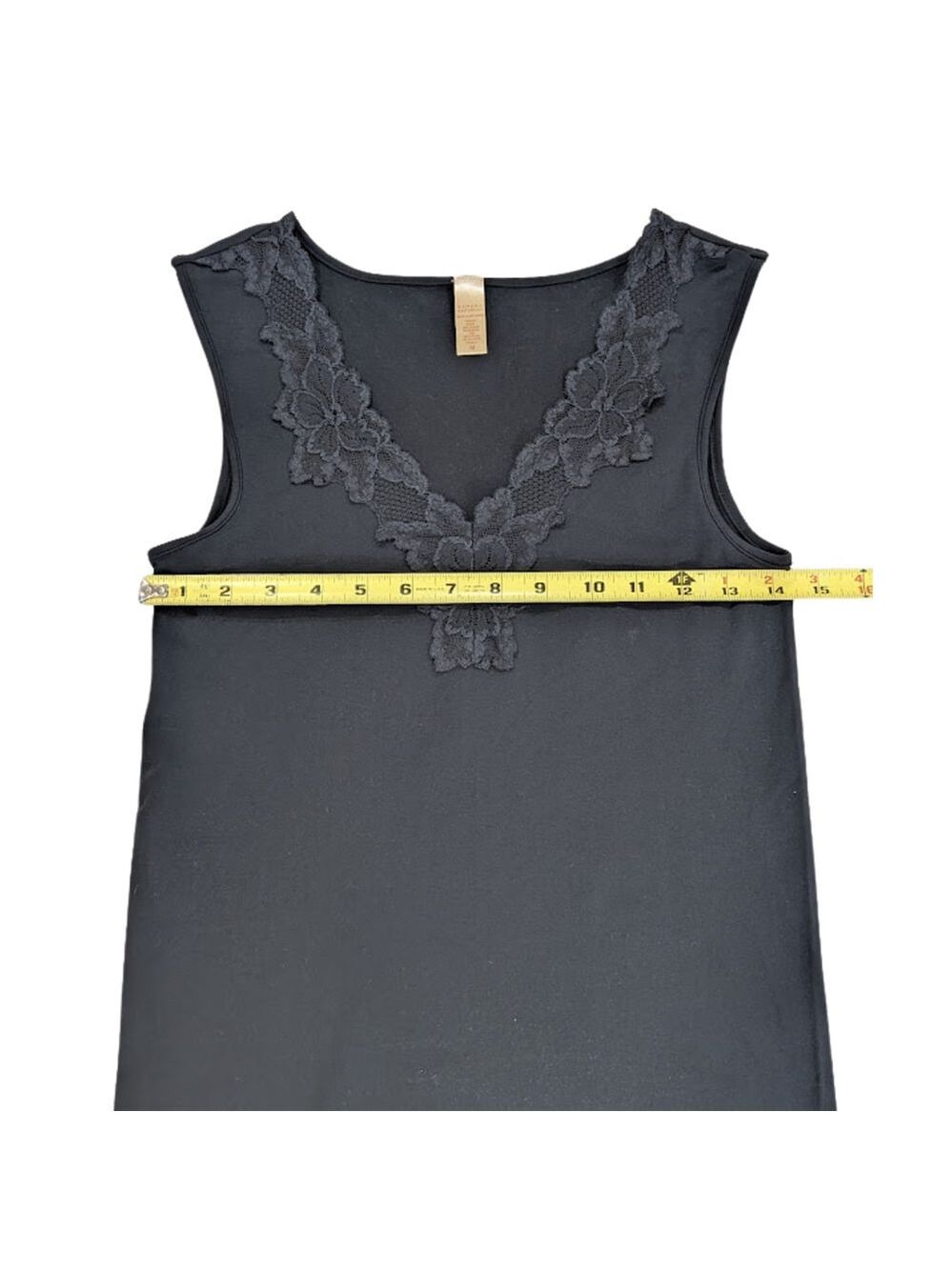 Banana Republic Petite Lace Trim V-Neck Tank Black Soft Goth Camisole Dark Roman - Picture 9 of 12